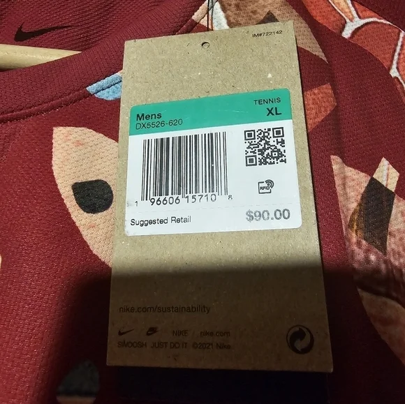 NikeCourt Nike Men’s XL Dri-FIT Tennis Shirt DX5526-620 - Picture 5 of 5